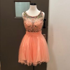 Light Peach Tulles Homecoming Dress Large